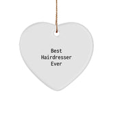Hairdresser Gifts from Friends - Best Hairdresser Ever Heart Ornament for Christmas - Image 1